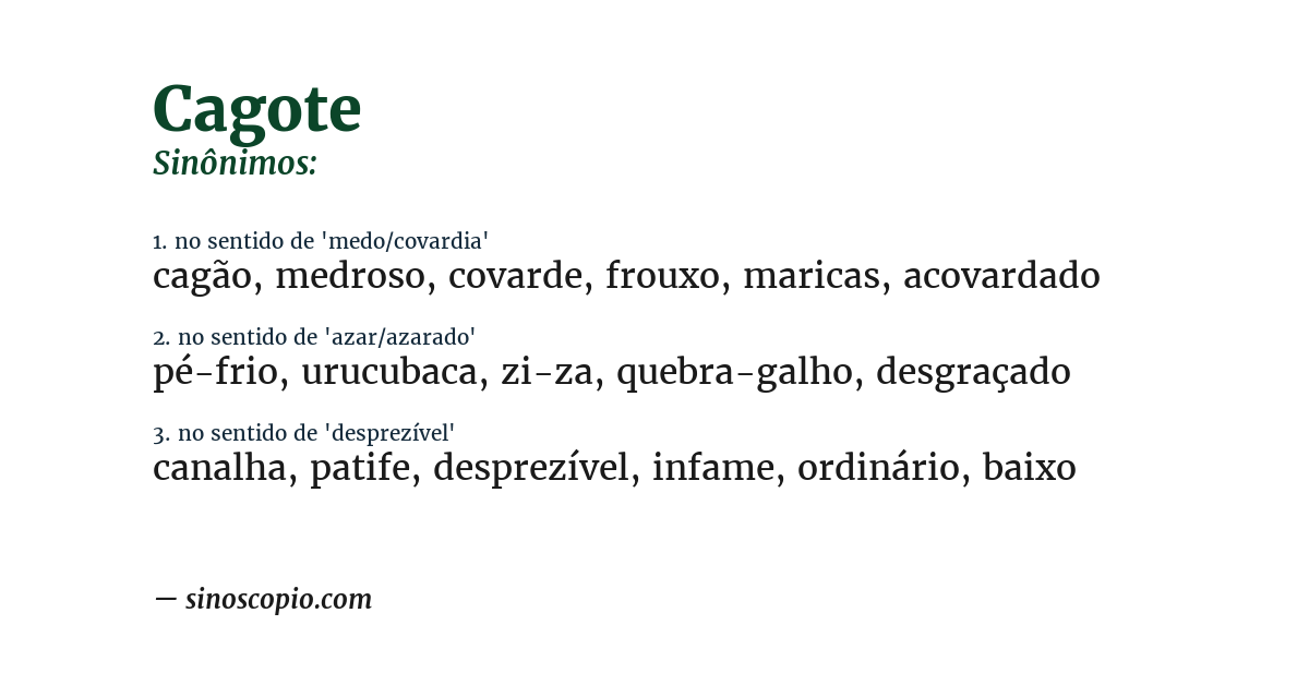 Sinônimo de cagote