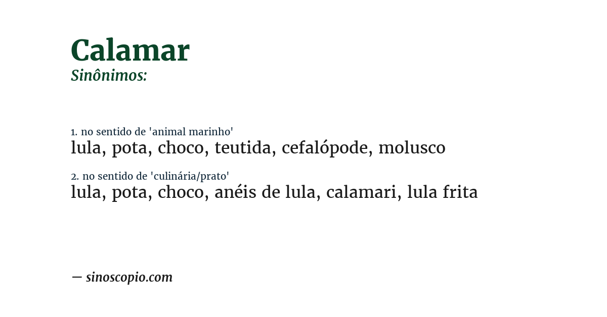 Sinônimo de calamar