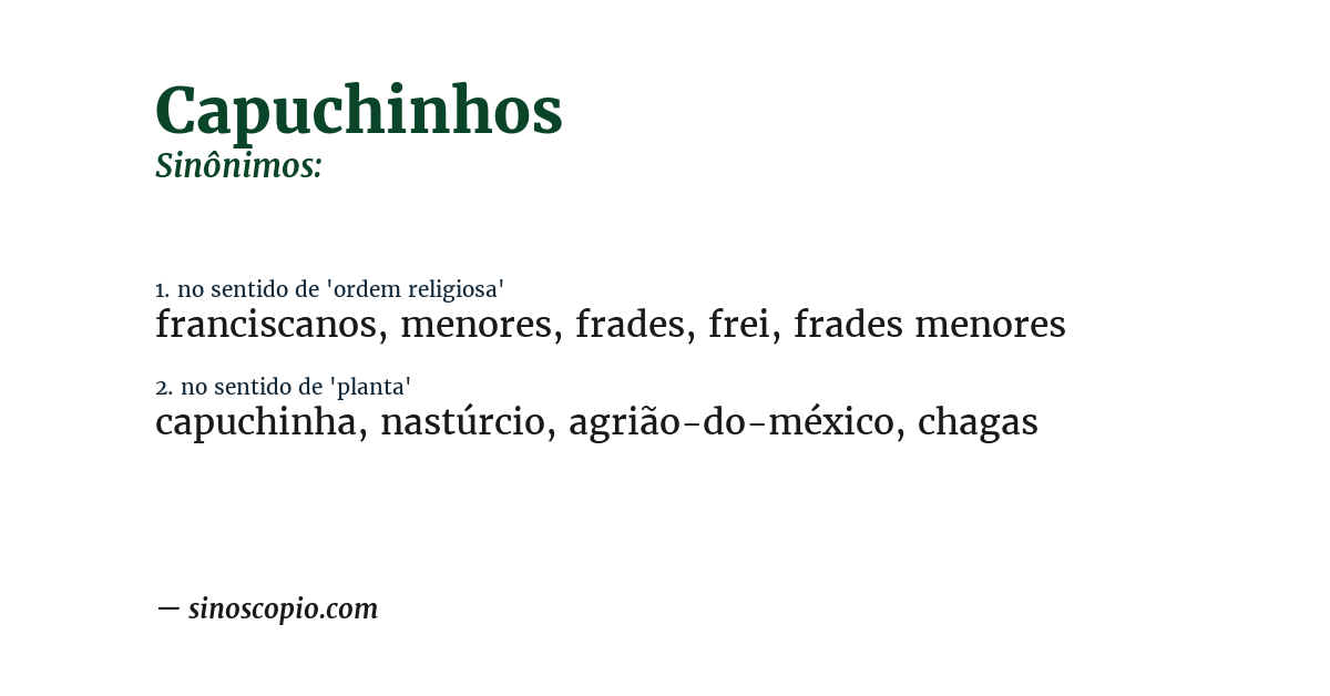 Sinônimo de capuchinhos