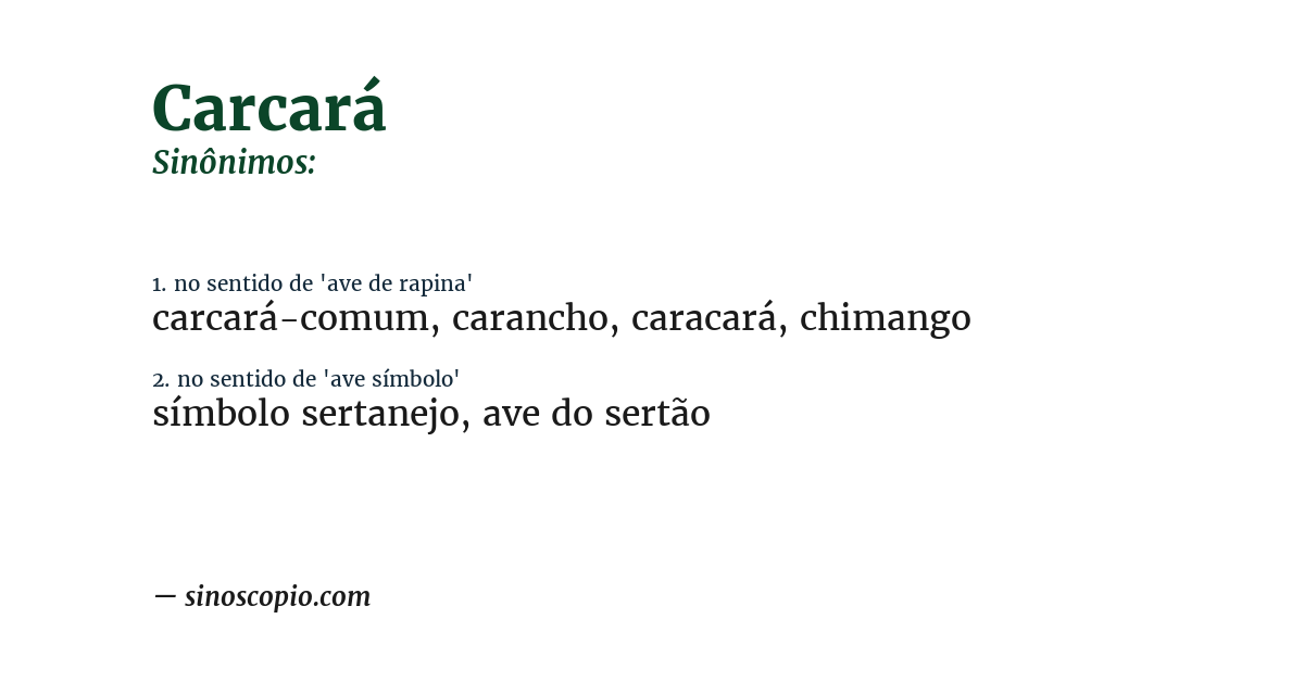 Sinônimo de carcará