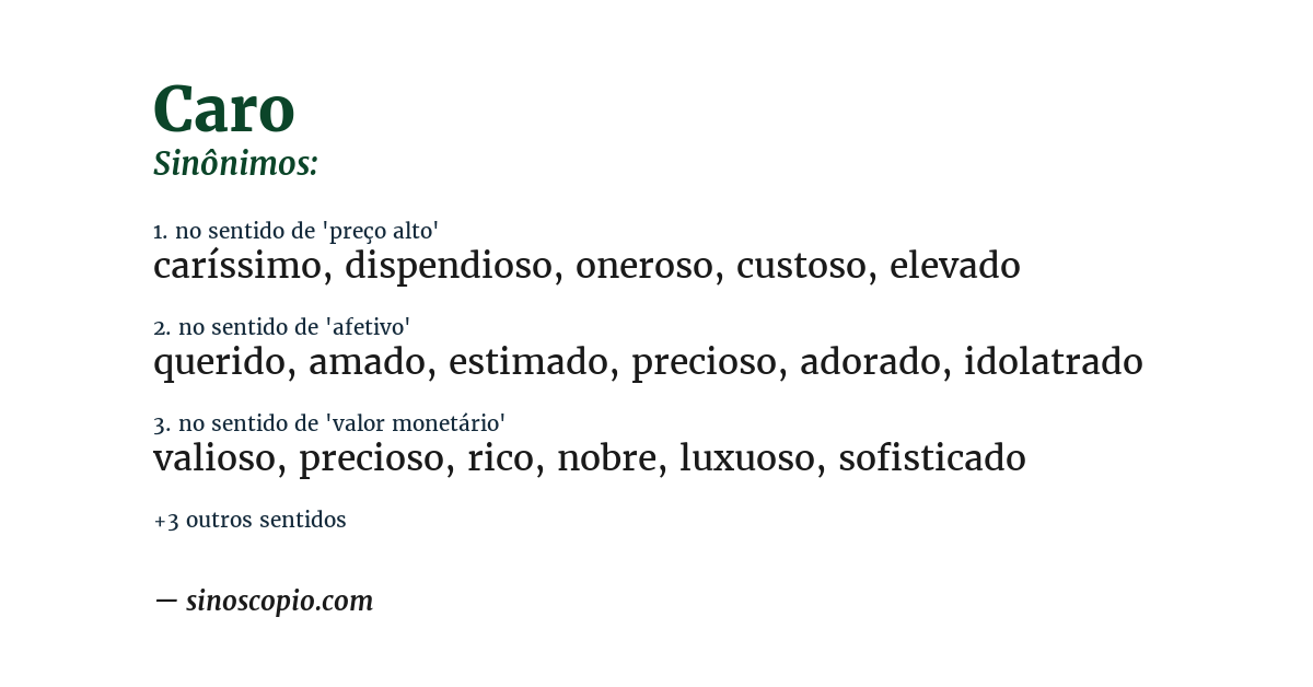 Sinônimo de caro