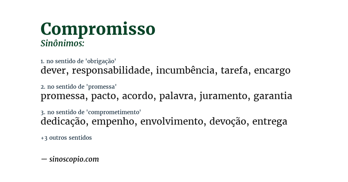 Sinônimo de compromisso