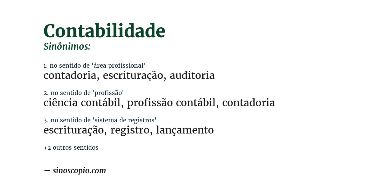 Sinônimo de contabilidade