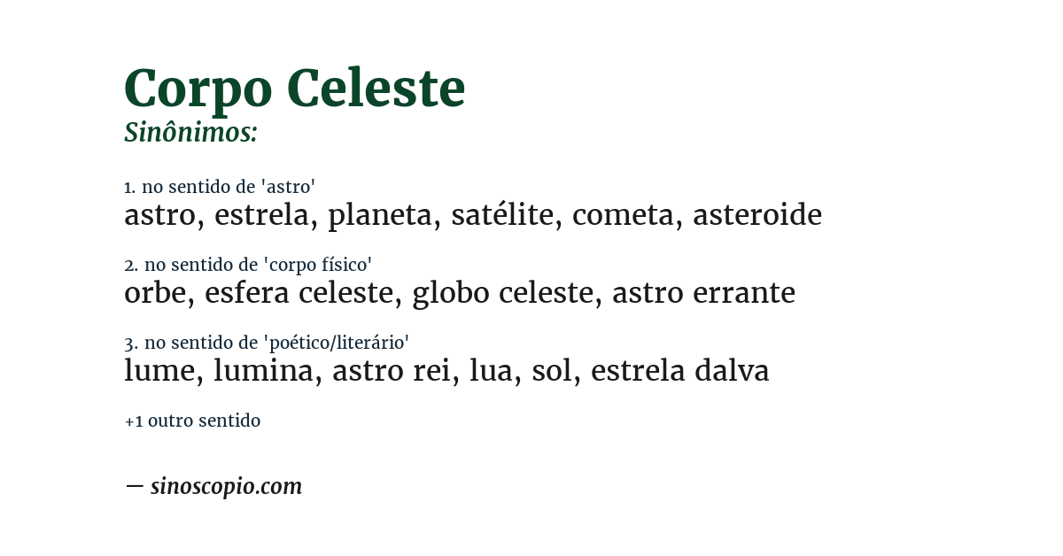 Sinônimo de corpo celeste
