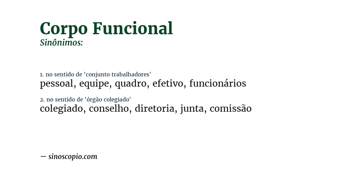 Sinônimo de corpo funcional