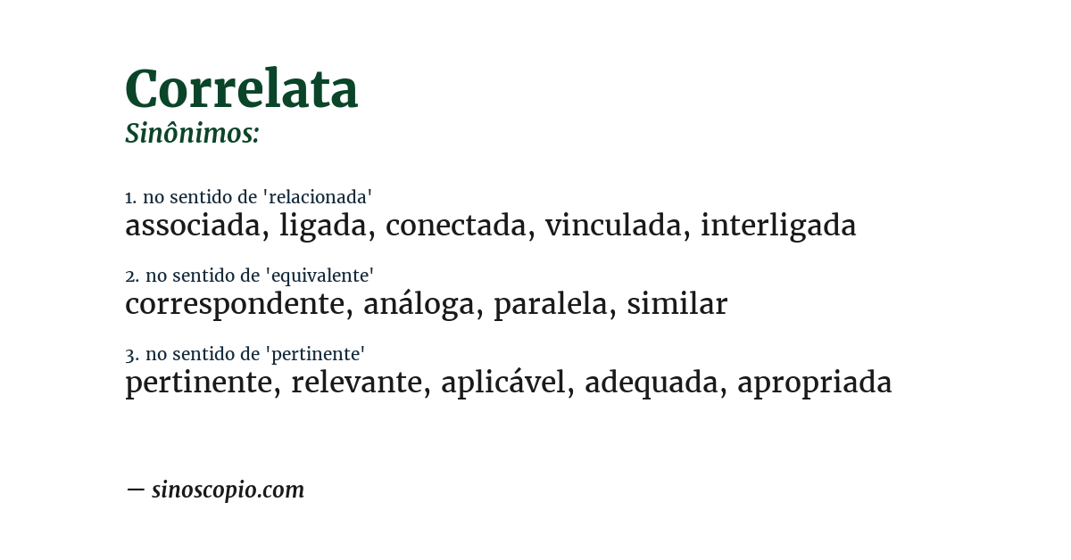 Sinônimo de correlata