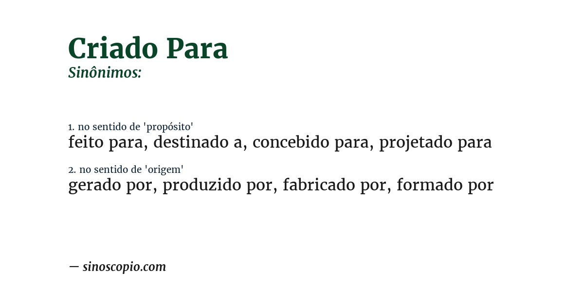 Sinônimo de criado para