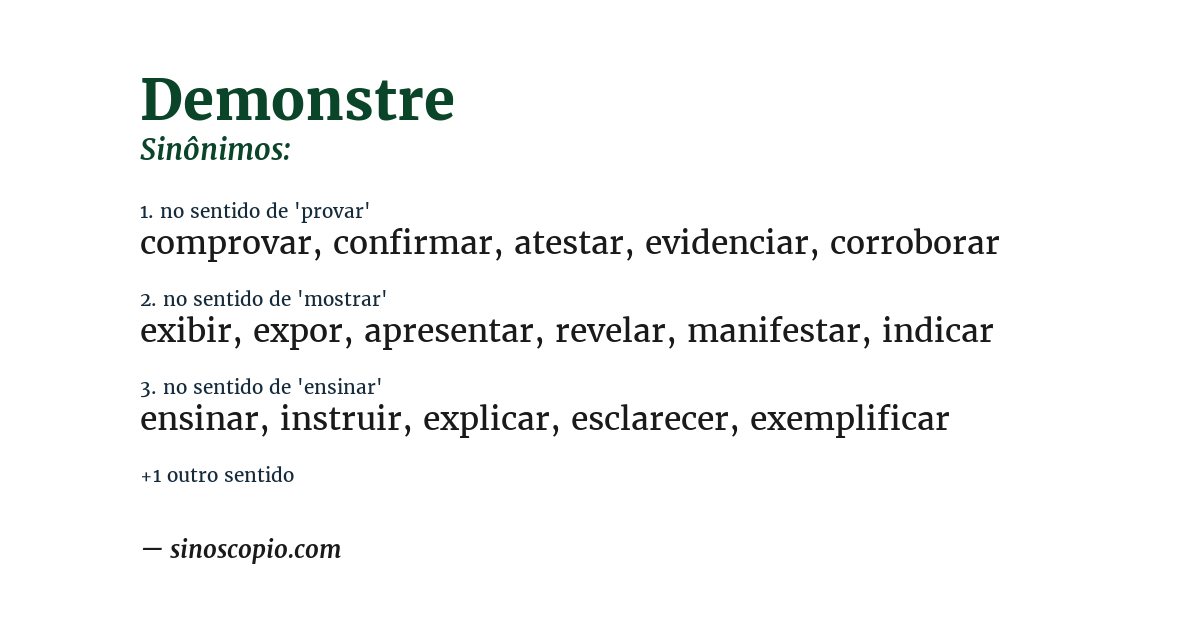 Sinônimo de demonstre