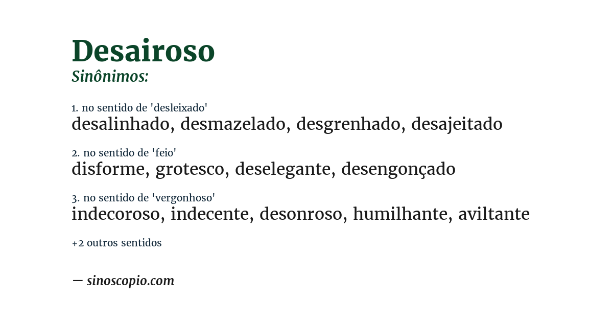 Sinônimo de desairoso