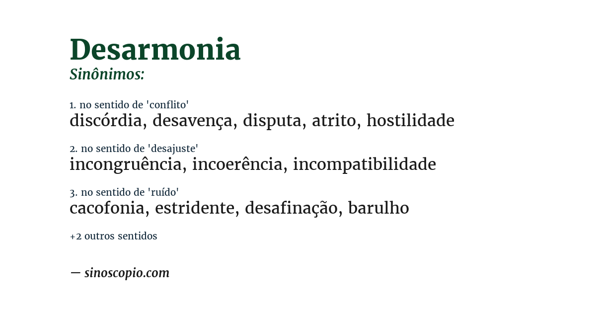 Sinônimo de desarmonia