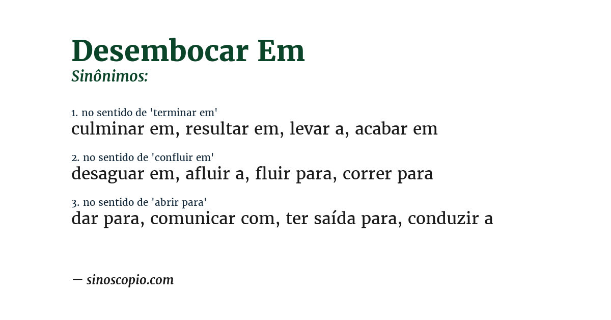 Sinônimo de desembocar em
