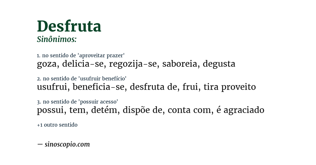 Sinônimo de desfruta