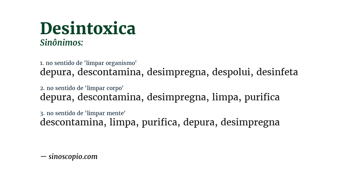 Sinônimo de desintoxica