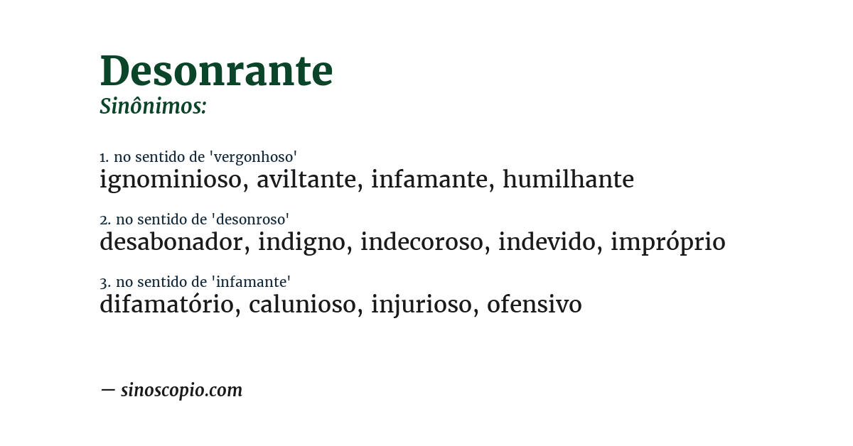 Sinônimo de desonrante