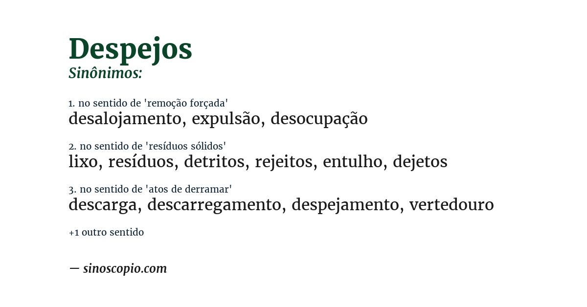Sinônimo de despejos