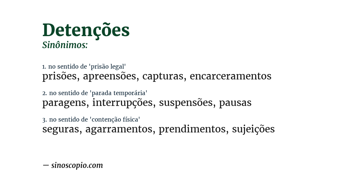 Sinônimo de detenções