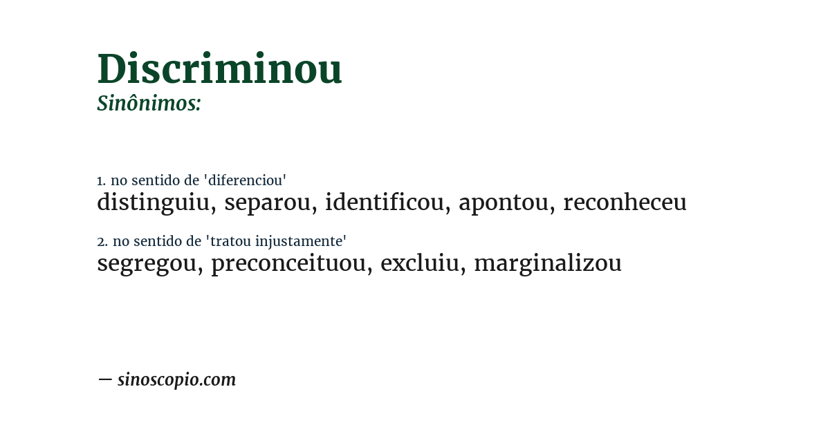 Sinônimo de discriminou