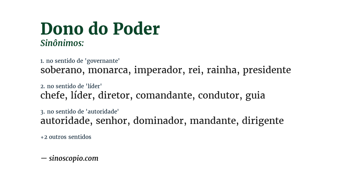 Sinônimo de dono do poder