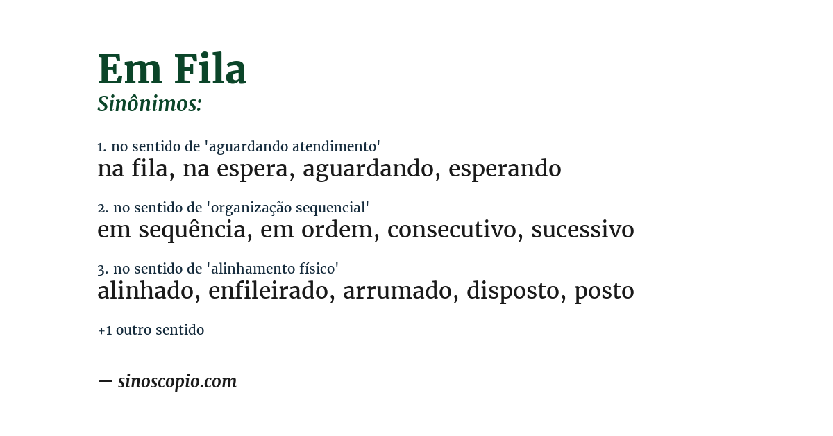 Sinônimo de em fila