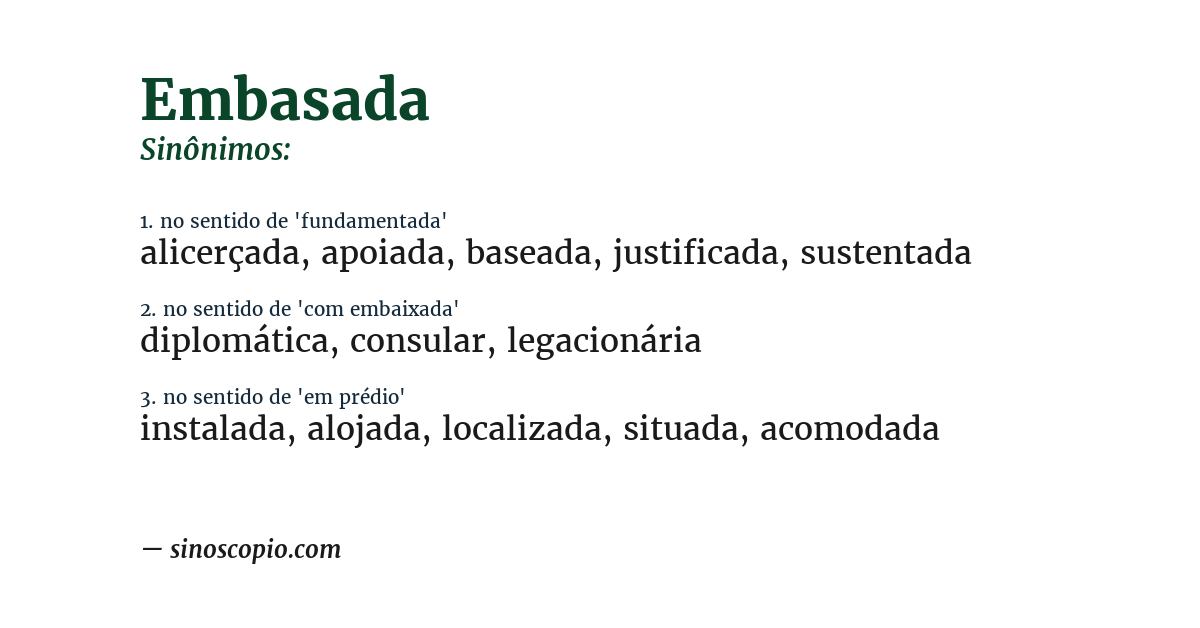 Sinônimo de embasada