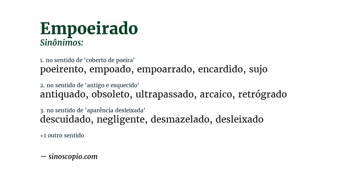 Sinônimo de empoeirado