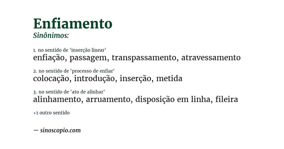 Sinônimo de enfiamento