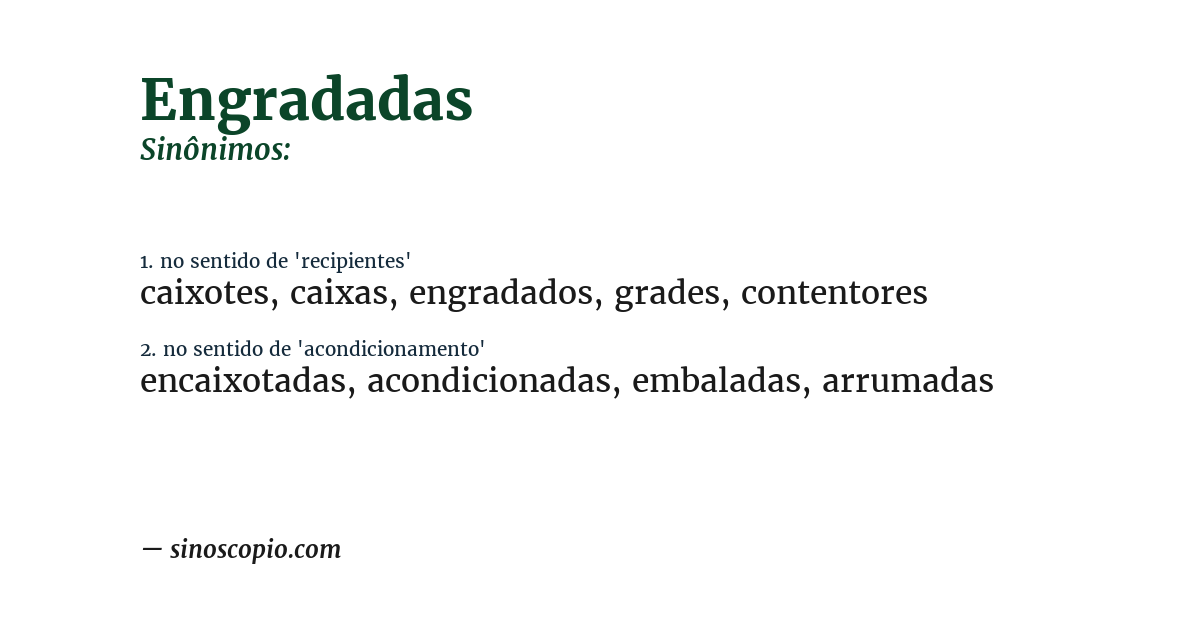 Sinônimo de engradadas