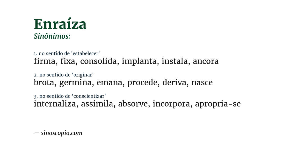 Sinônimo de enraíza