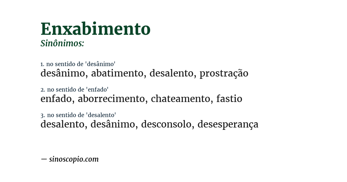 Sinônimo de enxabimento