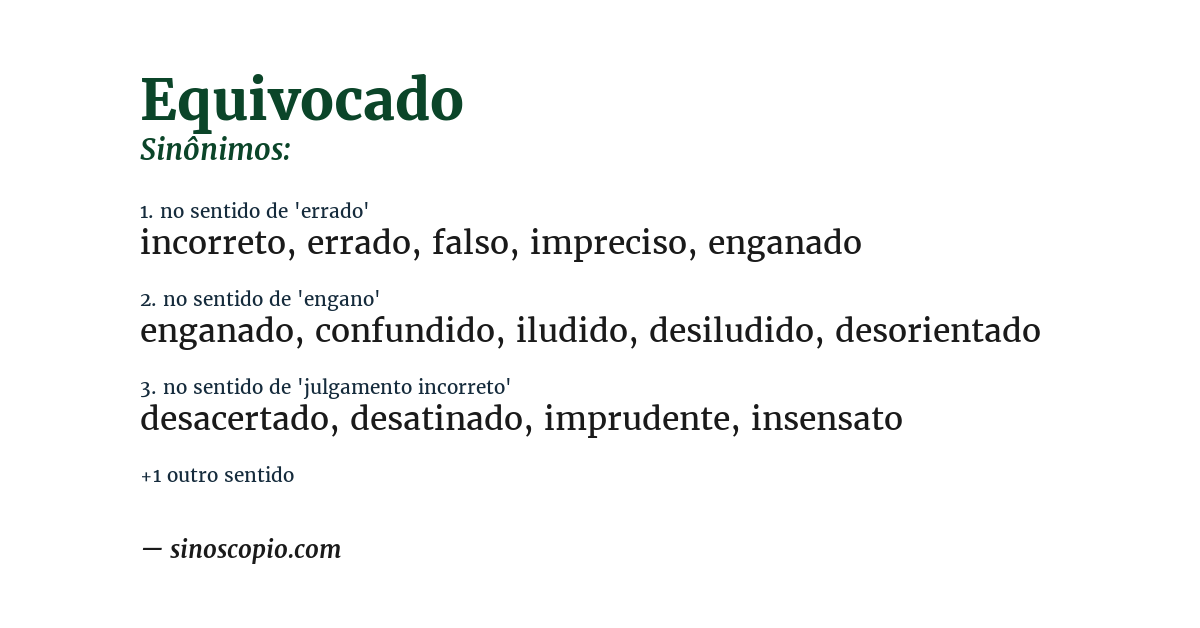 Sinônimo de equivocado