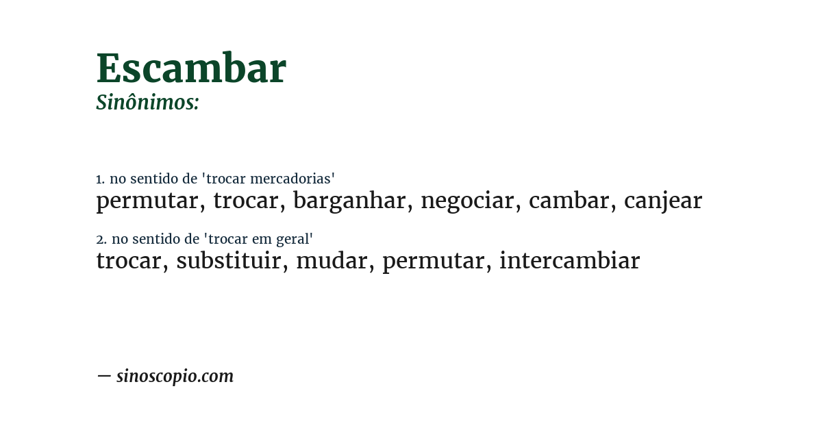 Sinônimo de escambar