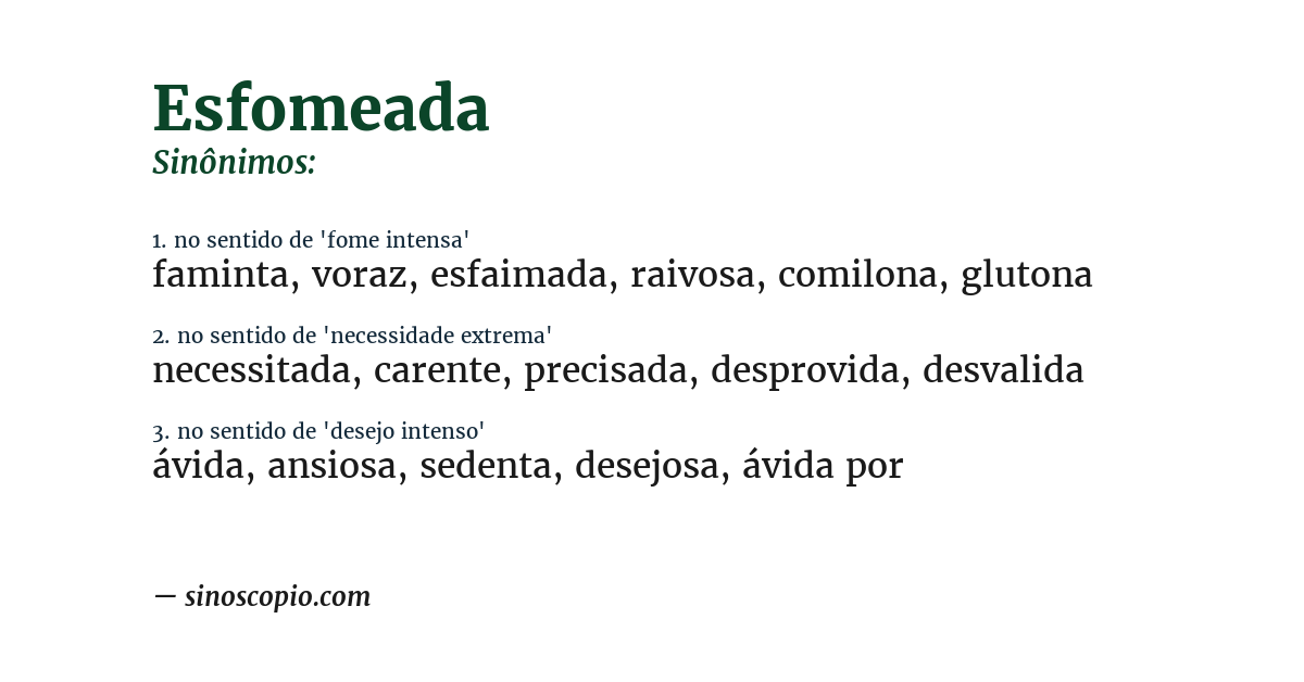 Sinônimo de esfomeada