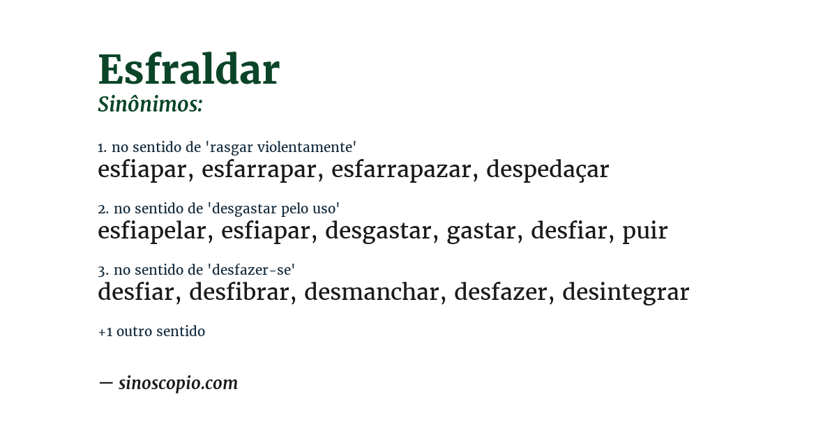 Sinônimo de esfraldar