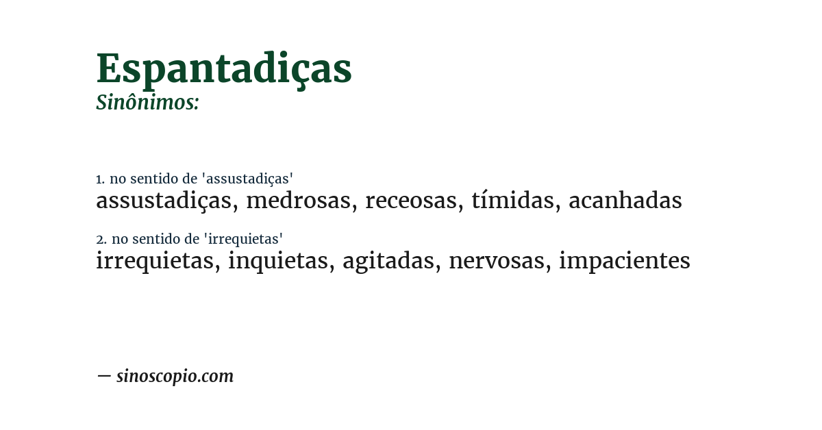Sinônimo de espantadiças