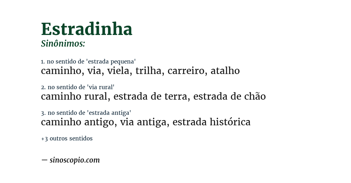 Sinônimo de estradinha