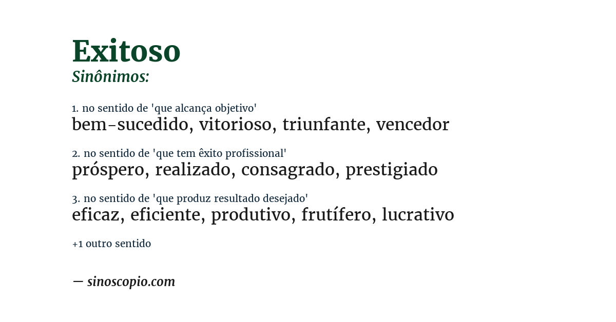 Sinônimo de exitoso