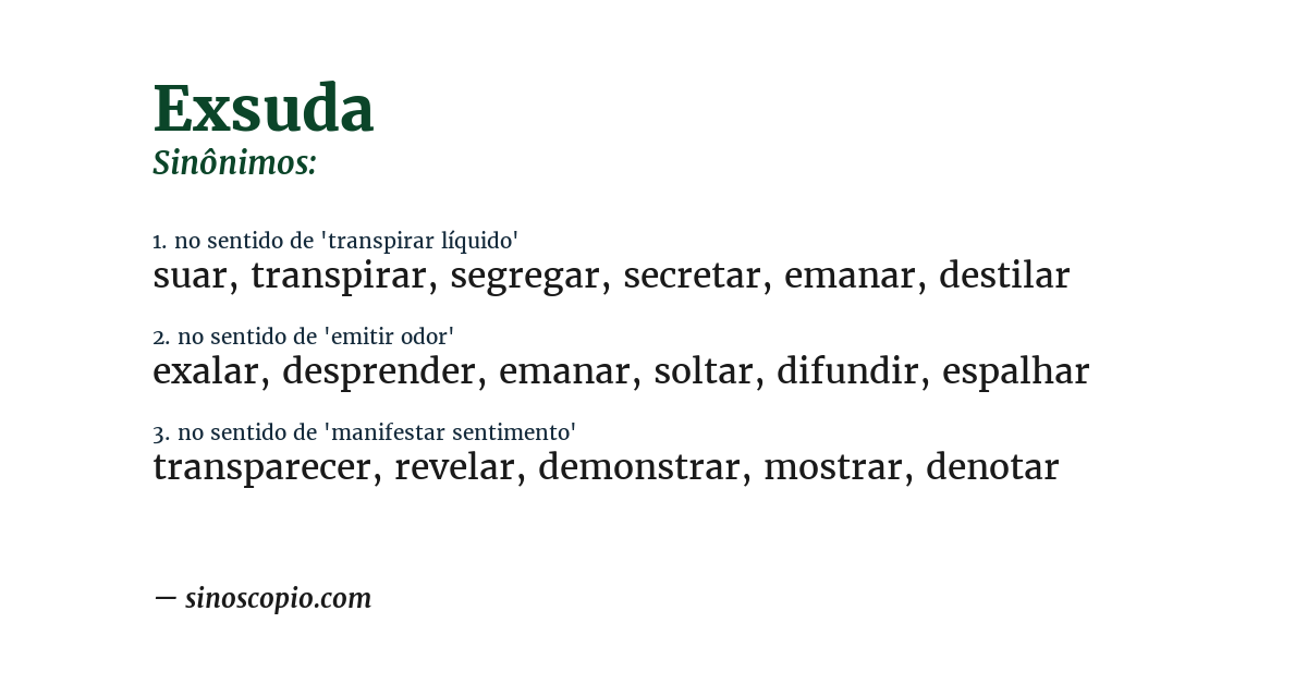 Sinônimo de exsuda