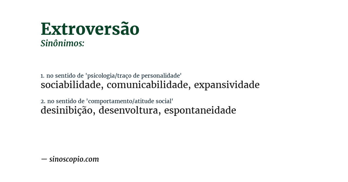 Sinônimo de extroversão
