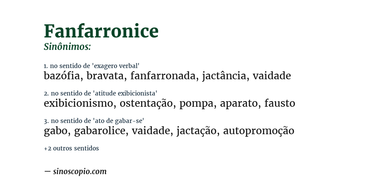 Sinônimo de fanfarronice