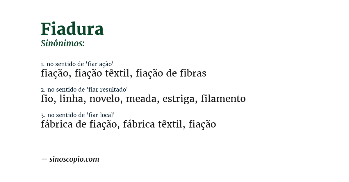 Sinônimo de fiadura