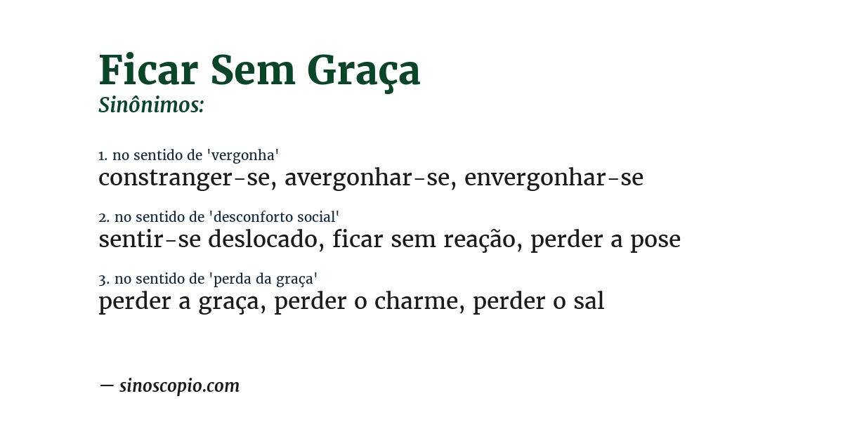 Sinônimo de ficar sem graça