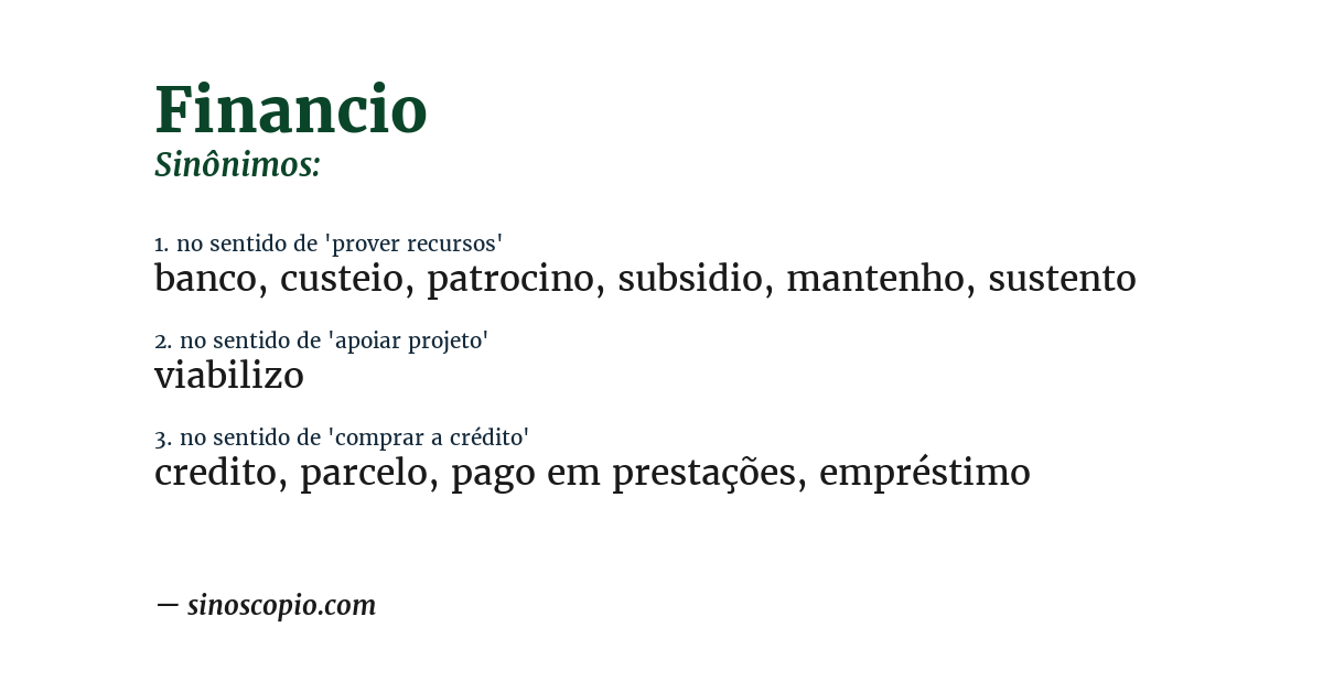 Sinônimo de financio