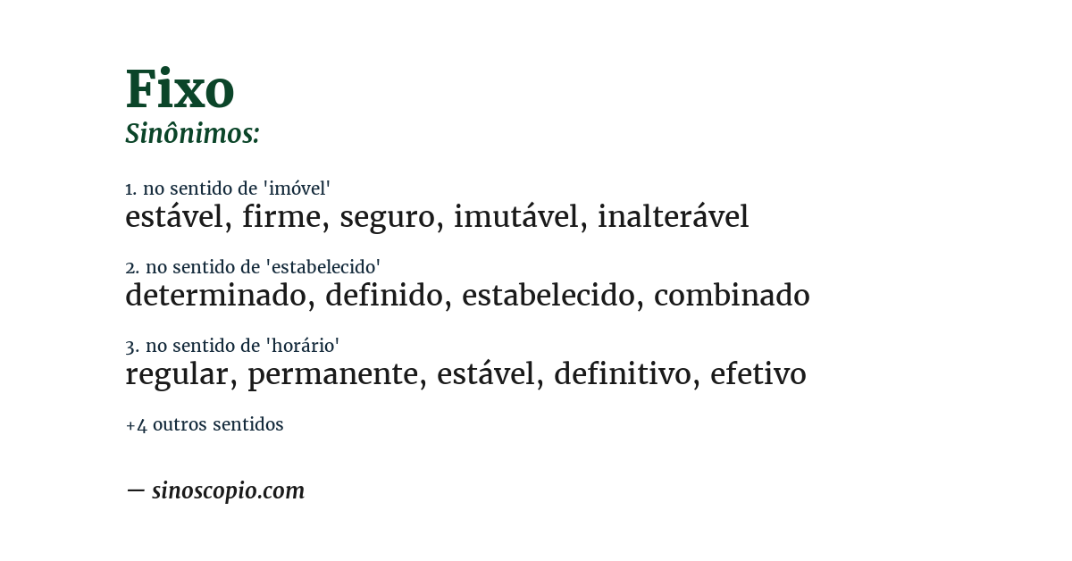 Sinônimo de fixo