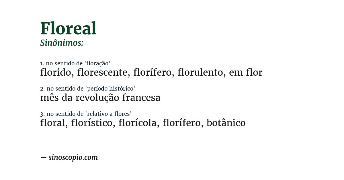 Sinônimo de floreal