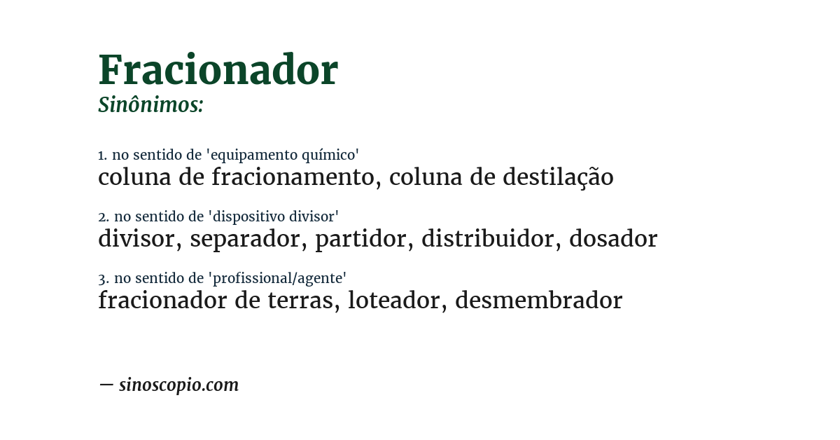 Sinônimo de fracionador