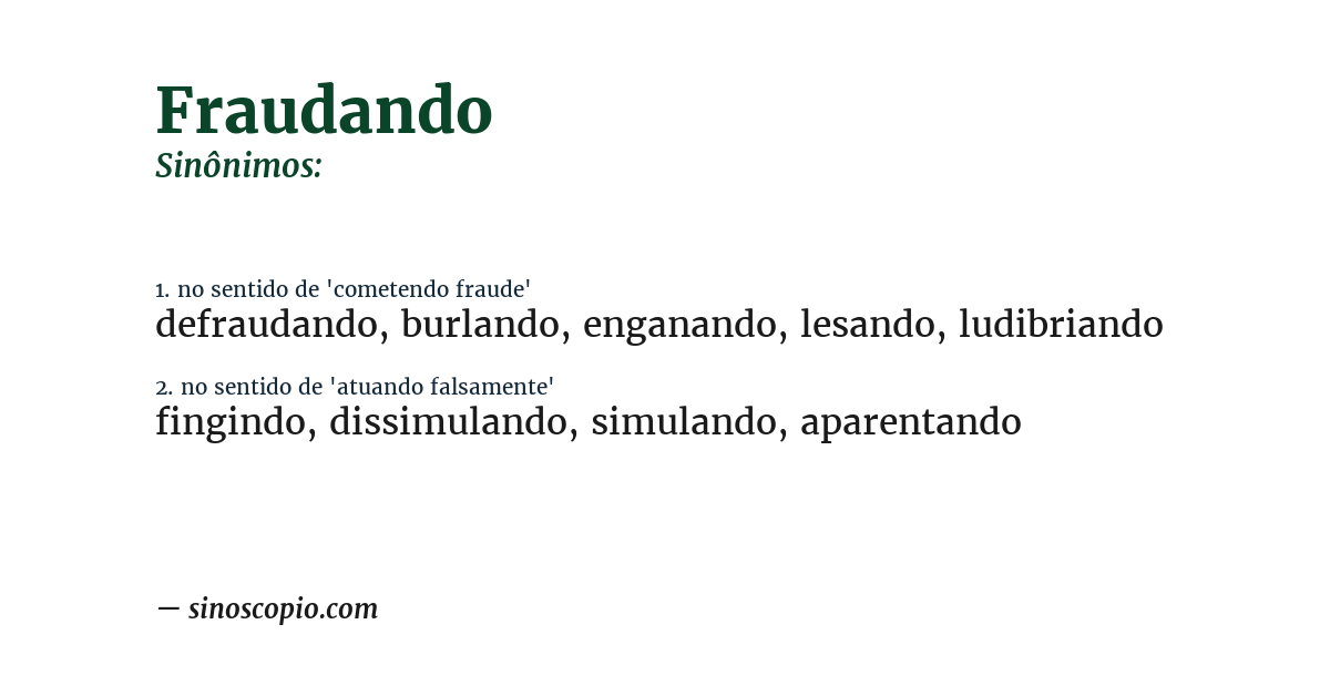 Sinônimo de fraudando