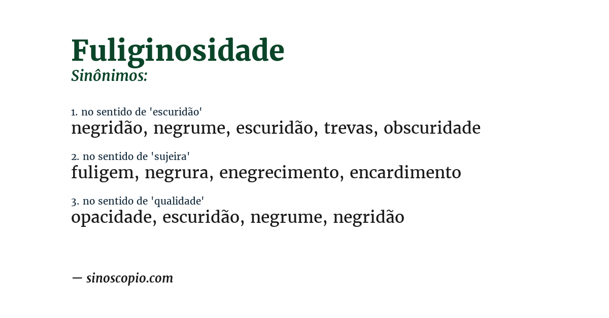 Sinônimo de fuliginosidade
