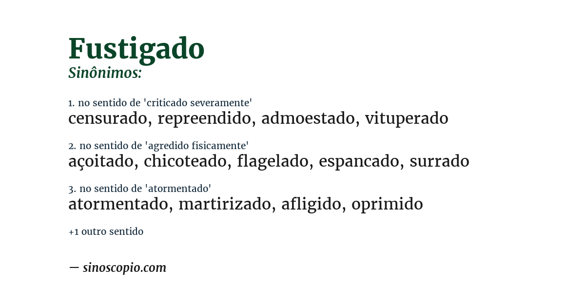 Sinônimo de fustigado