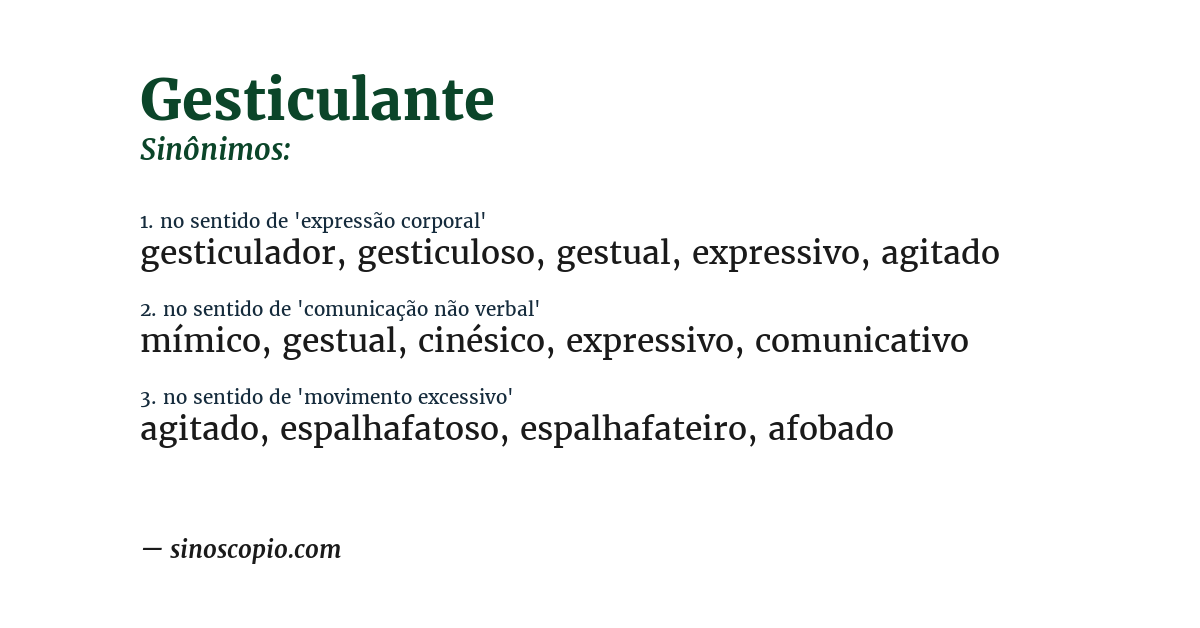 Sinônimo de gesticulante