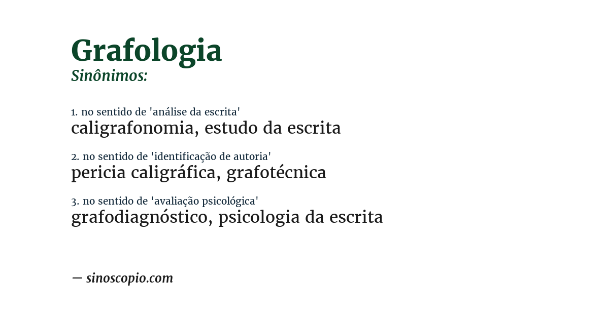 Sinônimo de grafologia